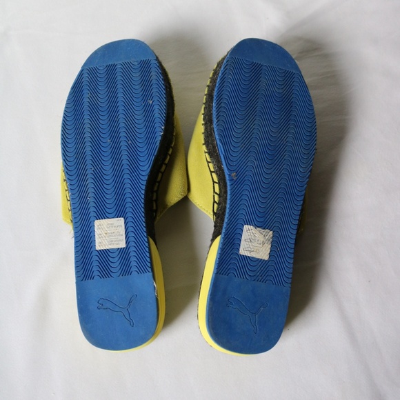 Fenty X Puma Embroidered Espadrilles Suede Slip On Sliders Yellow/Green Blue - Picture 6 of 10